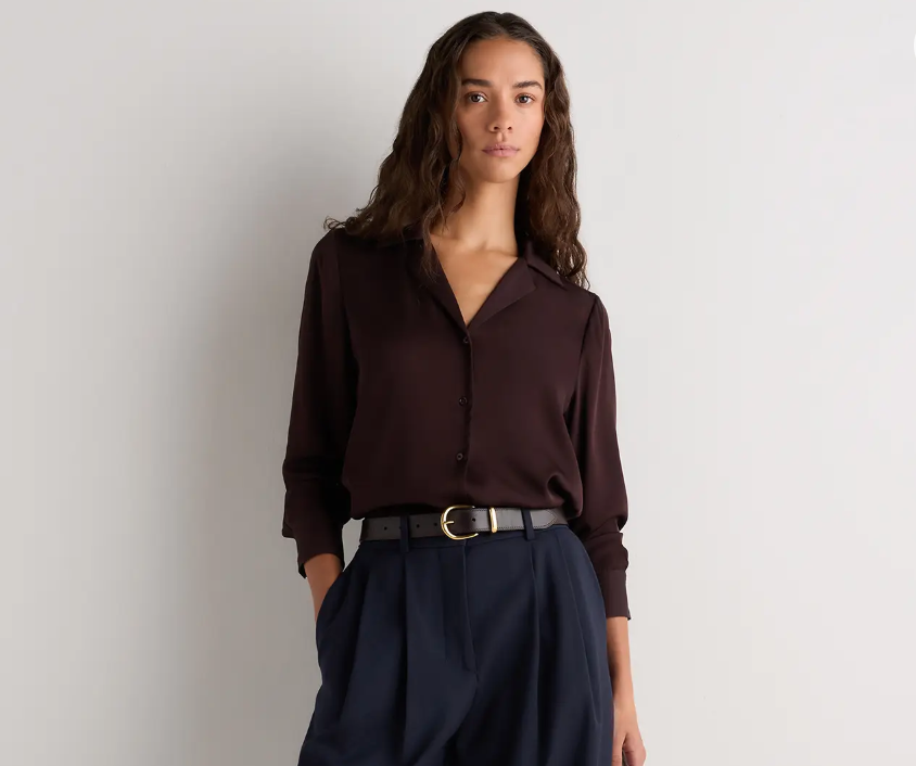Washable Stretch Silk Notch Collar Blouse what to wear to a job interview 2026